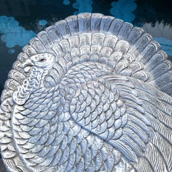 Stunning Vintage Arthur Court Sculpted Cast Aluminum Turkey Serving Platter - Picture 4 of 10